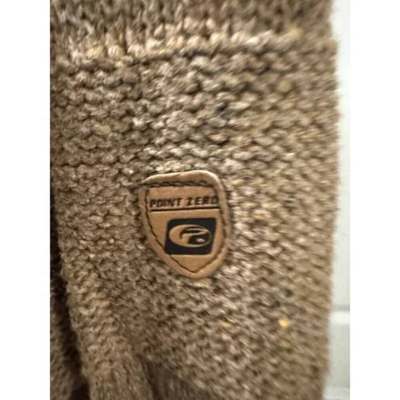 Point Zero Sweater Men L Brown Shawl Collar Knit Button Long Sleeves Pullover - Picture 7 of 10